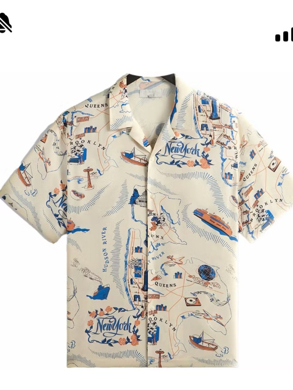 Kith NYC Thompson Camp Shirt color Sandrift size Large